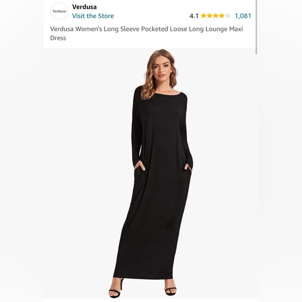 Verdusa Women's Long Sleeve Pocketed Loose Long Lounge Maxi Dress
